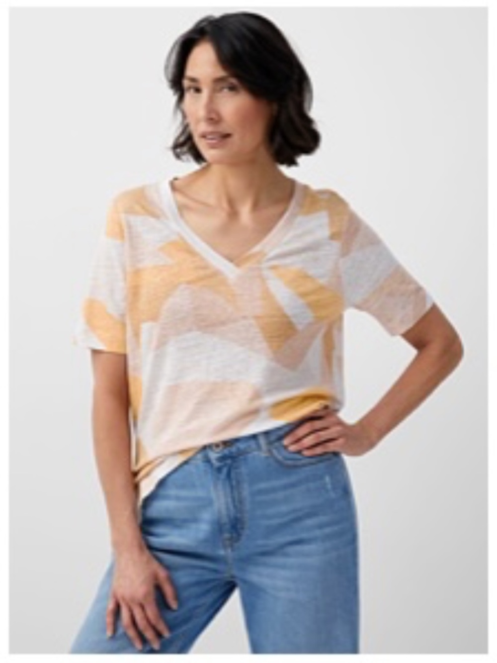 Contemporaine Par Simons V-Neck Linen Shirt Size XXL